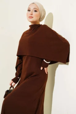 Cape Brown wholesale dress view 2 - Hicabistan Turkey factory