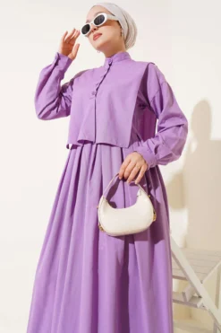 Cape Lilac en gros dress view 2 - Hicabistan usine Turquie