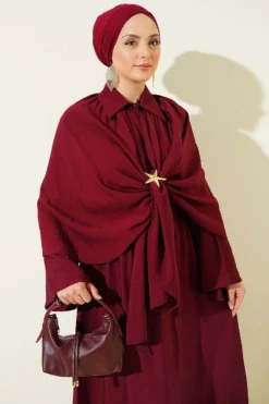 Alternative view of Cloaked Skirt Three-Piece Set Burgundy