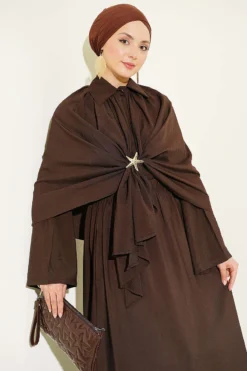 Alternative view of Cloaked Skirt Three-Piece Set Brown