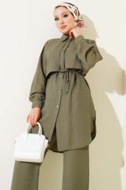 Alternative Ansicht von Cloak with Tie Two-Piece Set Khaki
