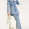 Denim Two-Piece Set with Cape wholesale clothing set view 2 - Hicabistan Turkey factory