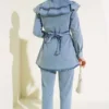 Denim Two-Piece Set with Cape wholesale clothing set view 3 - Hicabistan Turkey factory