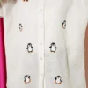 Penguin Embroidered Muslin Shirt Ecru all'ingrosso shirt view 4 - Hicabistan fabbrica Turchia