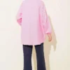 Penguin Embroidered Muslin Shirt Pink groothandel shirt view 3 - Hicabistan Turkije fabriek