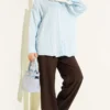 Honeycomb Striped Oversized Shirt Blue wholesale shirt view 2 - Hicabistan Turkey factory