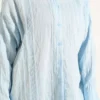 Honeycomb Striped Oversized Shirt Blue wholesale shirt view 4 - Hicabistan Turkey factory