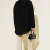 Honeycomb Striped Oversized Shirt Black Großhandel shirt view 3 - Hicabistan Türkei Fabrik