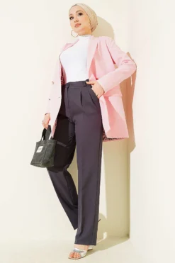 Alternative view of Wide Leg Trousers with Pile Detail