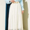 Tulle Skirt with Pile Detail Ecru