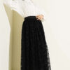 Tulle Skirt with Pile Detail Black Großhandel skirt view 2 - Hicabistan Türkei Fabrik
