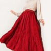 Pleated High Waist Zipper Skirt Burgundy wholesale skirt view 2 - Hicabistan Turkey factory