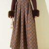 Pleated Checked Zipper Skirt