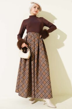 Alternatieve weergave van Pleated Checked Zipper Skirt