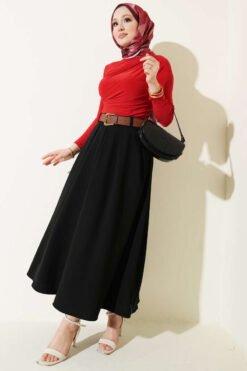 Alternatieve weergave van Pleated Belted Zip Skirt Black