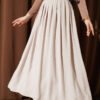 Pleated Belted Tencel Skirt Beige بالجملة skirt - Hicabistan مصنع تركيا
