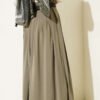 Pleated Belted Tencel Skirt Khaki بالجملة skirt view 3 - Hicabistan مصنع تركيا