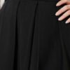 Pleated Belted Gabardine Flared Skirt Black wholesale skirt view 4 - Hicabistan Turkey factory