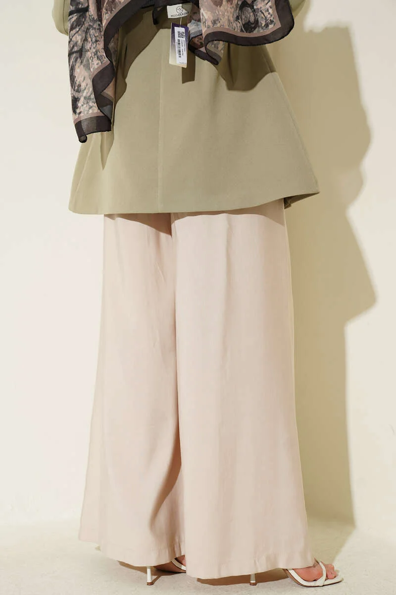 Pleated Belted Oversized Pants Beige – Bild 3