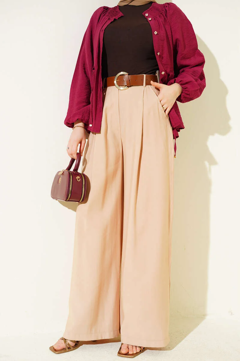 Pleated Belted Oversized Pants