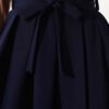 Pleated Belted Flared Skirt Navy Blue Großhandel skirt view 4 - Hicabistan Türkei Fabrik