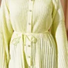 Pleated Tie Waist Shirt Green Großhandel shirt view 4 - Hicabistan Türkei Fabrik