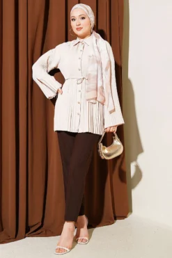 Alternative view of Pleated Tie Waist Shirt Stone