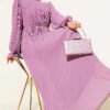 Pleated String Tie Evening Dress Lilac