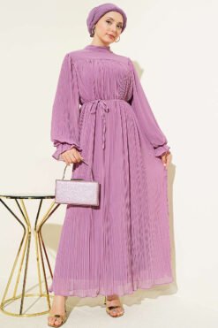 Alternative view of Pleated String Tie Evening Dress Lilac