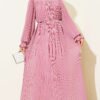 Pleated String Tie Evening Dress Powder Pink