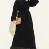Pleated String Tie Evening Dress Black