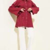 Pleated Tie Waist Shirt Burgundy Großhandel shirt view 2 - Hicabistan Türkei Fabrik