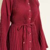 Pleated Tie Waist Shirt Burgundy Großhandel shirt view 4 - Hicabistan Türkei Fabrik