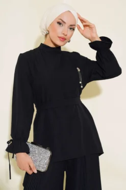Alternative view of Pleated Pants Set Black