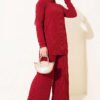 Pleated Sandy Two-Piece Set Burgundy
