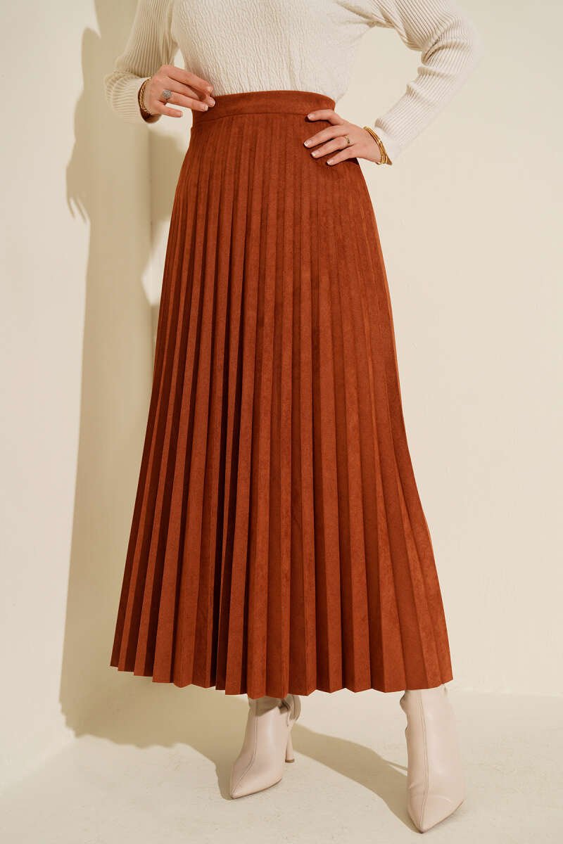 Pleated Suede Skirt بالجملة skirt - Hicabistan مصنع تركيا