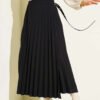 Pleated Side Belt Detail Skirt Black