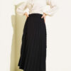 Pleated Side Belt Detail Skirt Black wholesale skirt view 2 - Hicabistan Turkey factory