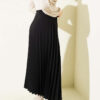 Pleated Side Belt Detail Skirt Black wholesale skirt view 3 - Hicabistan Turkey factory