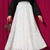 Polka Dot Chiffon Skirt White all'ingrosso skirt - Hicabistan fabbrica Turchia