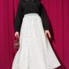 Polka Dot Chiffon Skirt White all'ingrosso skirt view 2 - Hicabistan fabbrica Turchia