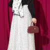 Polka Dot Chiffon Skirt White all'ingrosso skirt view 3 - Hicabistan fabbrica Turchia