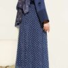 Polka Dot Chiffon Skirt Navy Blue all'ingrosso skirt view 3 - Hicabistan fabbrica Turchia