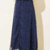 Polka Dot Elastic Waist Belted Skirt Navy Blue wholesale skirt view 3 - Hicabistan Turkey factory