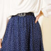 Polka Dot Elastic Waist Belted Skirt Navy Blue wholesale skirt view 4 - Hicabistan Turkey factory