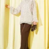 Polka Dot Tie Neck Chiffon Tunic Beige Großhandel tunic view 2 - Hicabistan Türkei Fabrik