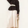 Balloon Sleeve Short Blouse with Detail Brown en gros shirt view 2 - Hicabistan usine Turquie