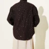 Balloon Sleeve Short Blouse with Detail Brown en gros shirt view 3 - Hicabistan usine Turquie