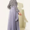 Sequin Sleeve Tie Waist Evening Dress Grey wholesale dress view 3 - Hicabistan Turkey factory