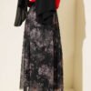 Retro Floral Pattern Tulle Skirt Black wholesale skirt view 3 - Hicabistan Turkey factory